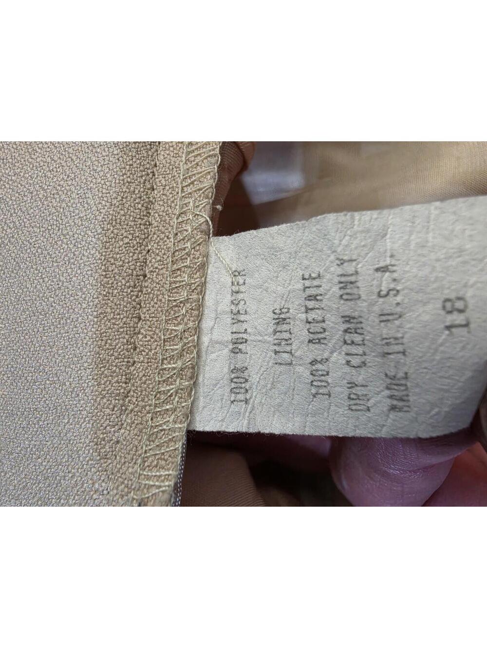 Women's Beige Straight Pencil Knee Length Skirt Lined Zip Acetate Rayon 18 - Picture 5 of 5